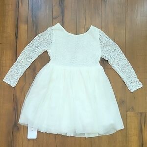 Azazie Vada Flower Girl Dress, Size 6, Diamond White